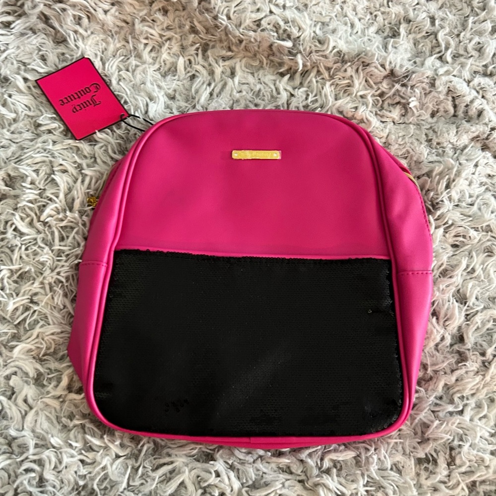 Juicy Couture PINK and black sequin backpack NWT